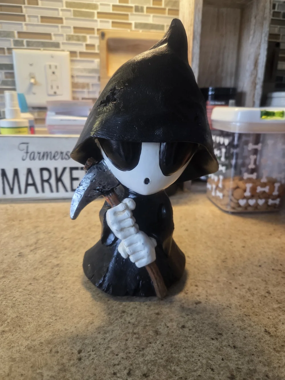 Black Hooded Grim Reaper Figurine Decorative Statue